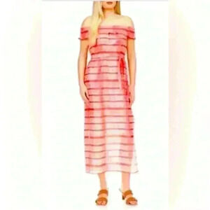 Michael Kors Women’s Sangria Smocked Off Shoulder Tie Dye Cotton Maxi Dress 1X